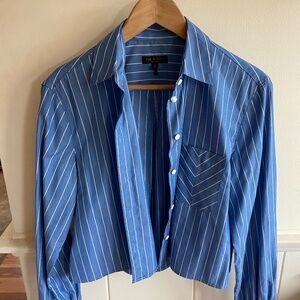 rag & bone Blue Pinstripe Button Up Shirt Size S